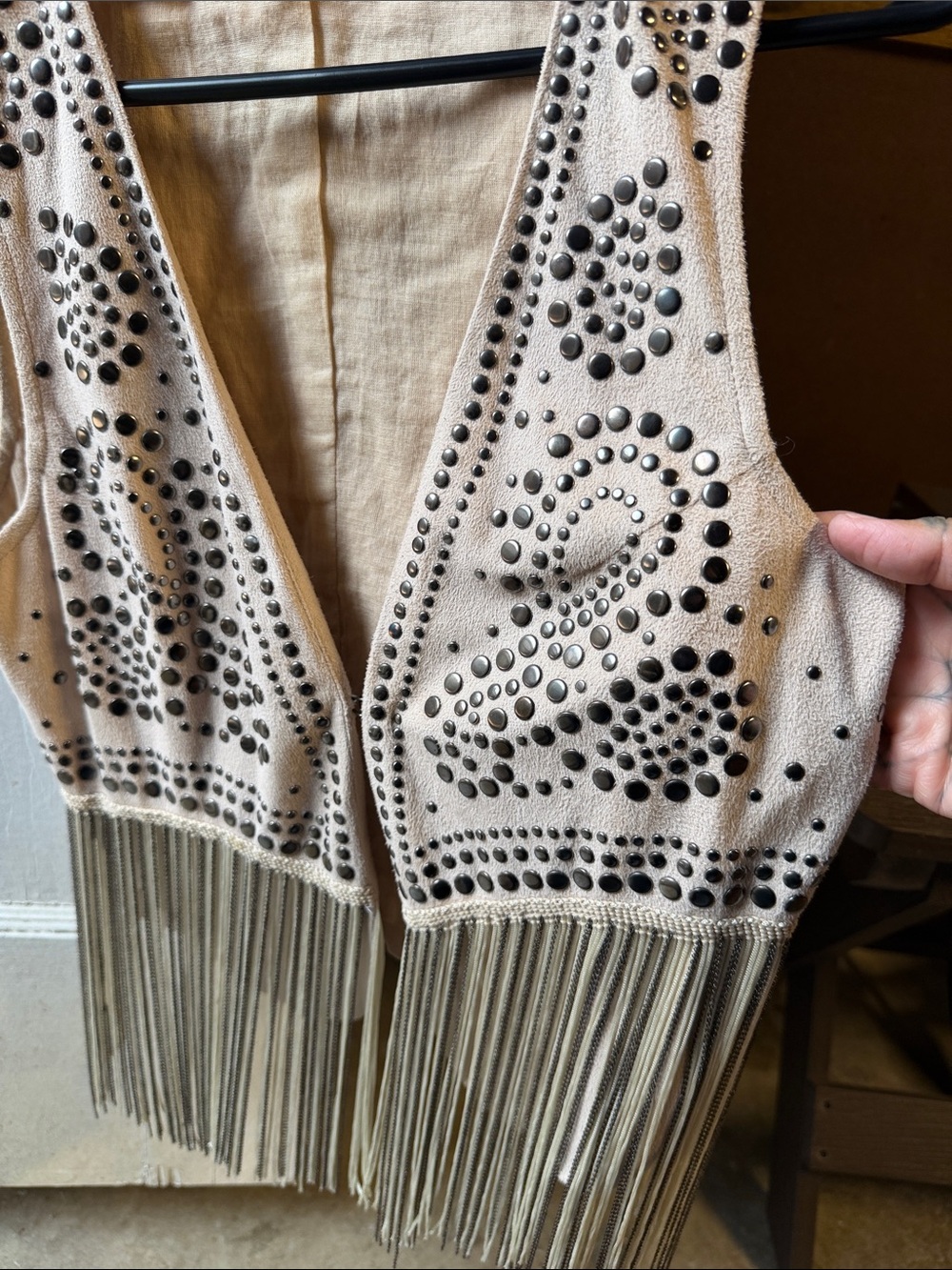Studded Fringe Vest